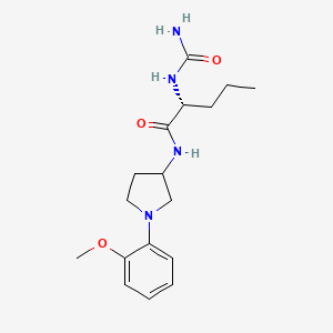 molecular formula C17H26N4O3 B7331292 (2R)-2-(carbamoylamino)-N-[1-(2-methoxyphenyl)pyrrolidin-3-yl]pentanamide 