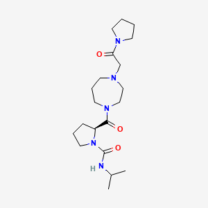 molecular formula C20H35N5O3 B7331347 (2S)-2-[4-(2-oxo-2-pyrrolidin-1-ylethyl)-1,4-diazepane-1-carbonyl]-N-propan-2-ylpyrrolidine-1-carboxamide 