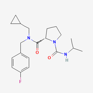 (2S)-2-N-(cyclopropylmethyl)-2-N-[(4-fluorophenyl)methyl]-1-N-propan-2-ylpyrrolidine-1,2-dicarboxamide