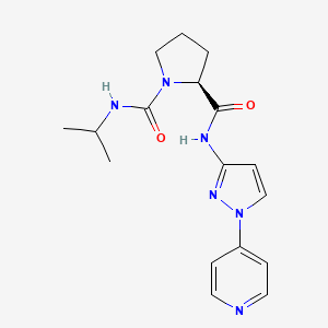 (2S)-1-N-propan-2-yl-2-N-(1-pyridin-4-ylpyrazol-3-yl)pyrrolidine-1,2-dicarboxamide