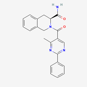 molecular formula C22H20N4O2 B7331364 (3S)-2-(4-methyl-2-phenylpyrimidine-5-carbonyl)-3,4-dihydro-1H-isoquinoline-3-carboxamide 