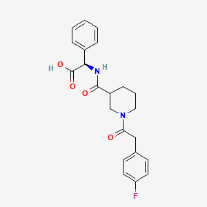 molecular formula C22H23FN2O4 B7331390 (2R)-2-[[1-[2-(4-fluorophenyl)acetyl]piperidine-3-carbonyl]amino]-2-phenylacetic acid 