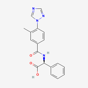 molecular formula C18H16N4O3 B7331422 (2S)-2-[[3-methyl-4-(1,2,4-triazol-1-yl)benzoyl]amino]-2-phenylacetic acid 