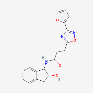 3-[3-(furan-2-yl)-1,2,4-oxadiazol-5-yl]-N-[(1S,2R)-2-hydroxy-2,3-dihydro-1H-inden-1-yl]propanamide