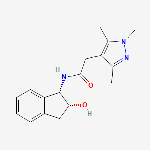 molecular formula C17H21N3O2 B7331458 N-[(1S,2R)-2-hydroxy-2,3-dihydro-1H-inden-1-yl]-2-(1,3,5-trimethylpyrazol-4-yl)acetamide 