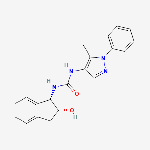 molecular formula C20H20N4O2 B7331511 1-[(1S,2R)-2-hydroxy-2,3-dihydro-1H-inden-1-yl]-3-(5-methyl-1-phenylpyrazol-4-yl)urea 