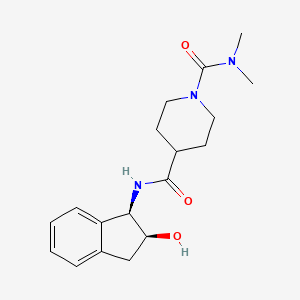 molecular formula C18H25N3O3 B7331515 4-N-[(1R,2S)-2-hydroxy-2,3-dihydro-1H-inden-1-yl]-1-N,1-N-dimethylpiperidine-1,4-dicarboxamide 