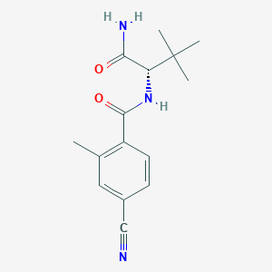 molecular formula C15H19N3O2 B7331525 N-[(2S)-1-amino-3,3-dimethyl-1-oxobutan-2-yl]-4-cyano-2-methylbenzamide 