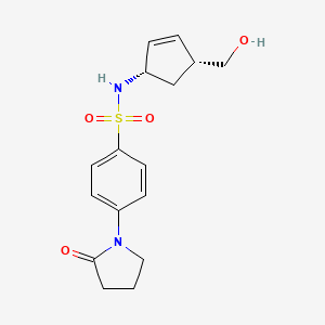 molecular formula C16H20N2O4S B7331563 N-[(1S,4R)-4-(hydroxymethyl)cyclopent-2-en-1-yl]-4-(2-oxopyrrolidin-1-yl)benzenesulfonamide 