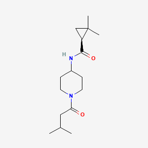 molecular formula C16H28N2O2 B7331628 (1S)-2,2-dimethyl-N-[1-(3-methylbutanoyl)piperidin-4-yl]cyclopropane-1-carboxamide 