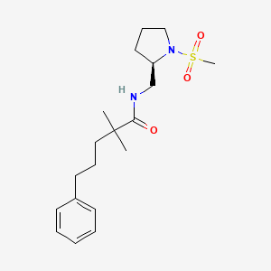 molecular formula C19H30N2O3S B7331690 2,2-dimethyl-N-[[(2R)-1-methylsulfonylpyrrolidin-2-yl]methyl]-5-phenylpentanamide 