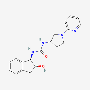 molecular formula C19H22N4O2 B7331763 1-[(1R,2S)-2-hydroxy-2,3-dihydro-1H-inden-1-yl]-3-(1-pyridin-2-ylpyrrolidin-3-yl)urea 