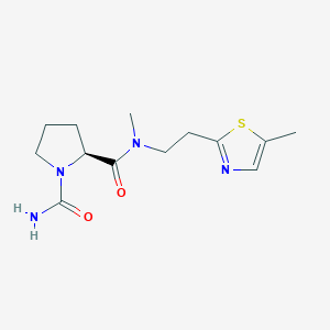 molecular formula C13H20N4O2S B7331792 (2S)-2-N-methyl-2-N-[2-(5-methyl-1,3-thiazol-2-yl)ethyl]pyrrolidine-1,2-dicarboxamide 