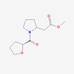 molecular formula C12H19NO4 B7331804 methyl 2-[1-[(2R)-oxolane-2-carbonyl]pyrrolidin-2-yl]acetate 