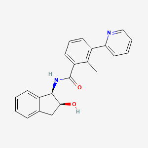 molecular formula C22H20N2O2 B7331840 N-[(1R,2S)-2-hydroxy-2,3-dihydro-1H-inden-1-yl]-2-methyl-3-pyridin-2-ylbenzamide 