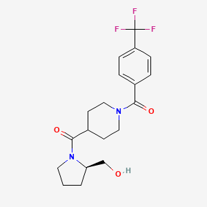 molecular formula C19H23F3N2O3 B7331864 [(2R)-2-(hydroxymethyl)pyrrolidin-1-yl]-[1-[4-(trifluoromethyl)benzoyl]piperidin-4-yl]methanone 