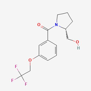 molecular formula C14H16F3NO3 B7331869 [(2R)-2-(hydroxymethyl)pyrrolidin-1-yl]-[3-(2,2,2-trifluoroethoxy)phenyl]methanone 