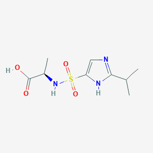 molecular formula C9H15N3O4S B7331874 (2R)-2-[(2-propan-2-yl-1H-imidazol-5-yl)sulfonylamino]propanoic acid 