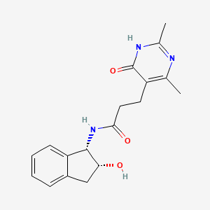 molecular formula C18H21N3O3 B7331895 3-(2,4-dimethyl-6-oxo-1H-pyrimidin-5-yl)-N-[(1S,2R)-2-hydroxy-2,3-dihydro-1H-inden-1-yl]propanamide 