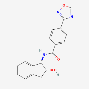 molecular formula C18H15N3O3 B7331904 N-[(1S,2R)-2-hydroxy-2,3-dihydro-1H-inden-1-yl]-4-(1,2,4-oxadiazol-3-yl)benzamide 