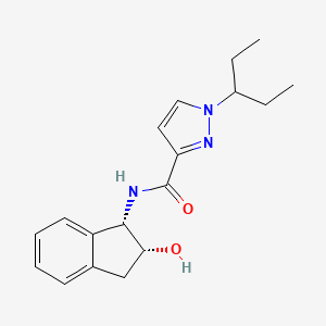 molecular formula C18H23N3O2 B7331928 N-[(1S,2R)-2-hydroxy-2,3-dihydro-1H-inden-1-yl]-1-pentan-3-ylpyrazole-3-carboxamide 