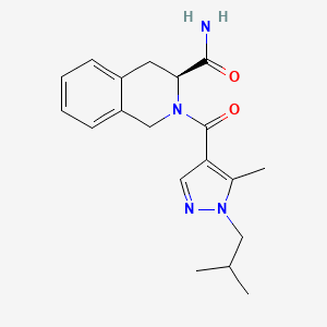 molecular formula C19H24N4O2 B7332000 (3S)-2-[5-methyl-1-(2-methylpropyl)pyrazole-4-carbonyl]-3,4-dihydro-1H-isoquinoline-3-carboxamide 