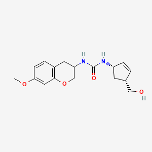 molecular formula C17H22N2O4 B7332047 1-[(1S,4R)-4-(hydroxymethyl)cyclopent-2-en-1-yl]-3-(7-methoxy-3,4-dihydro-2H-chromen-3-yl)urea 