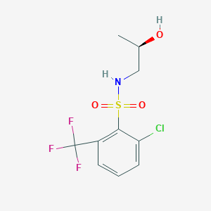 molecular formula C10H11ClF3NO3S B7332081 2-chloro-N-[(2R)-2-hydroxypropyl]-6-(trifluoromethyl)benzenesulfonamide 