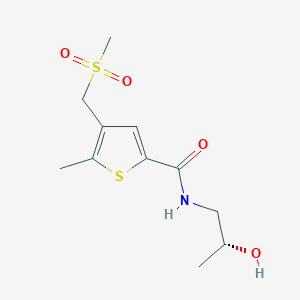 molecular formula C11H17NO4S2 B7332097 N-[(2R)-2-hydroxypropyl]-5-methyl-4-(methylsulfonylmethyl)thiophene-2-carboxamide 