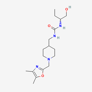 molecular formula C17H30N4O3 B7332115 1-[[1-[(4,5-dimethyl-1,3-oxazol-2-yl)methyl]piperidin-4-yl]methyl]-3-[(2R)-1-hydroxybutan-2-yl]urea 