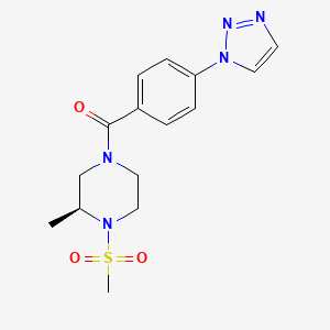 molecular formula C15H19N5O3S B7332137 [(3S)-3-methyl-4-methylsulfonylpiperazin-1-yl]-[4-(triazol-1-yl)phenyl]methanone 