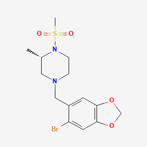 molecular formula C14H19BrN2O4S B7332141 (2S)-4-[(6-bromo-1,3-benzodioxol-5-yl)methyl]-2-methyl-1-methylsulfonylpiperazine 