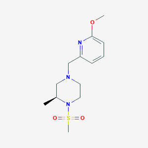 molecular formula C13H21N3O3S B7332145 (2S)-4-[(6-methoxypyridin-2-yl)methyl]-2-methyl-1-methylsulfonylpiperazine 