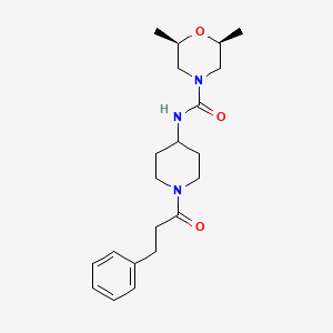 molecular formula C21H31N3O3 B7332175 (2S,6R)-2,6-dimethyl-N-[1-(3-phenylpropanoyl)piperidin-4-yl]morpholine-4-carboxamide 