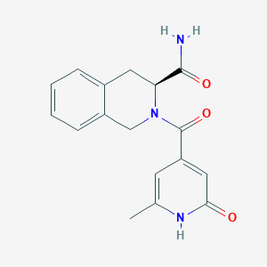 molecular formula C17H17N3O3 B7332188 (3S)-2-(2-methyl-6-oxo-1H-pyridine-4-carbonyl)-3,4-dihydro-1H-isoquinoline-3-carboxamide 