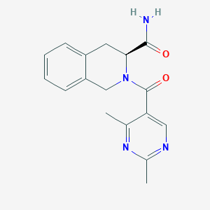 molecular formula C17H18N4O2 B7332194 (3S)-2-(2,4-dimethylpyrimidine-5-carbonyl)-3,4-dihydro-1H-isoquinoline-3-carboxamide 