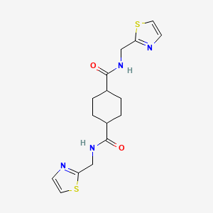 molecular formula C16H20N4O2S2 B7332230 1-N,4-N-bis(1,3-thiazol-2-ylmethyl)cyclohexane-1,4-dicarboxamide 