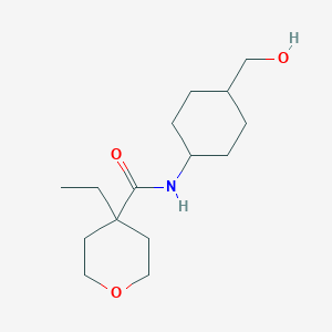 molecular formula C15H27NO3 B7332244 4-ethyl-N-[4-(hydroxymethyl)cyclohexyl]oxane-4-carboxamide 