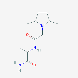 molecular formula C11H21N3O2 B7332332 (2S)-2-[[2-(2,5-dimethylpyrrolidin-1-yl)acetyl]amino]propanamide 