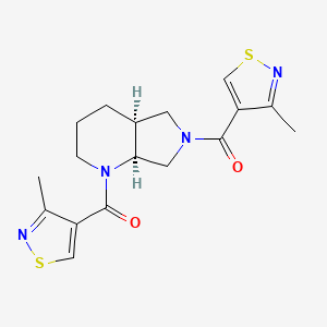 molecular formula C17H20N4O2S2 B7332333 [(4aS,7aS)-6-(3-methyl-1,2-thiazole-4-carbonyl)-3,4,4a,5,7,7a-hexahydro-2H-pyrrolo[3,4-b]pyridin-1-yl]-(3-methyl-1,2-thiazol-4-yl)methanone 