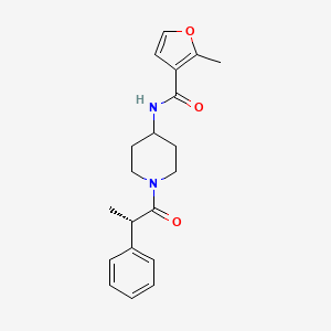 molecular formula C20H24N2O3 B7332340 2-methyl-N-[1-[(2S)-2-phenylpropanoyl]piperidin-4-yl]furan-3-carboxamide 