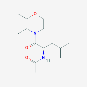 molecular formula C14H26N2O3 B7332348 N-[(2S)-1-(2,3-dimethylmorpholin-4-yl)-4-methyl-1-oxopentan-2-yl]acetamide 