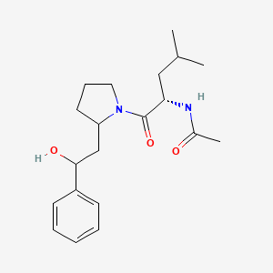 molecular formula C20H30N2O3 B7332355 N-[(2S)-1-[2-(2-hydroxy-2-phenylethyl)pyrrolidin-1-yl]-4-methyl-1-oxopentan-2-yl]acetamide 