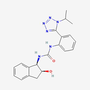 molecular formula C20H22N6O2 B7332398 1-[(1R,2S)-2-hydroxy-2,3-dihydro-1H-inden-1-yl]-3-[2-(1-propan-2-yltetrazol-5-yl)phenyl]urea 