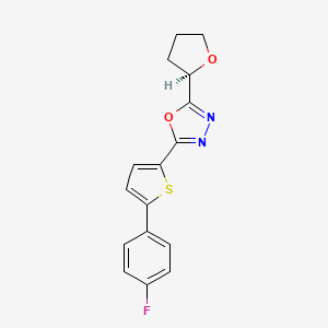 molecular formula C16H13FN2O2S B7332400 2-[5-(4-fluorophenyl)thiophen-2-yl]-5-[(2R)-oxolan-2-yl]-1,3,4-oxadiazole 