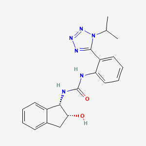 molecular formula C20H22N6O2 B7332408 1-[(1S,2R)-2-hydroxy-2,3-dihydro-1H-inden-1-yl]-3-[2-(1-propan-2-yltetrazol-5-yl)phenyl]urea 