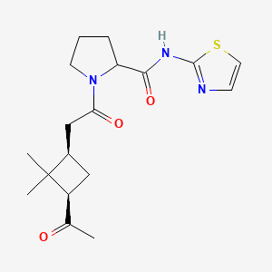 molecular formula C18H25N3O3S B7332418 1-[2-[(1R,3R)-3-acetyl-2,2-dimethylcyclobutyl]acetyl]-N-(1,3-thiazol-2-yl)pyrrolidine-2-carboxamide 