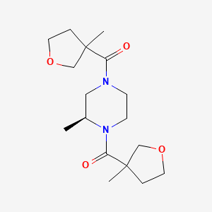 molecular formula C17H28N2O4 B7332426 [(3S)-3-methyl-4-(3-methyloxolane-3-carbonyl)piperazin-1-yl]-(3-methyloxolan-3-yl)methanone 