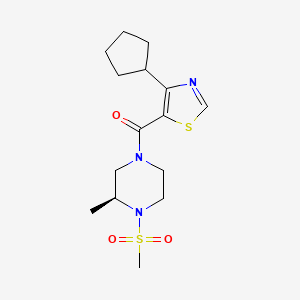 molecular formula C15H23N3O3S2 B7332468 (4-cyclopentyl-1,3-thiazol-5-yl)-[(3S)-3-methyl-4-methylsulfonylpiperazin-1-yl]methanone 