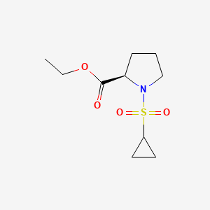 molecular formula C10H17NO4S B7332526 ethyl (2R)-1-cyclopropylsulfonylpyrrolidine-2-carboxylate 